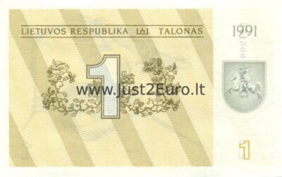 1 Talonas 1991 Lithuania UNC banknot