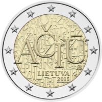 2 euros 2015 Lithuania - Lithuanian language 2 Евро 2015 Литва – Литовский язык AČIŪ