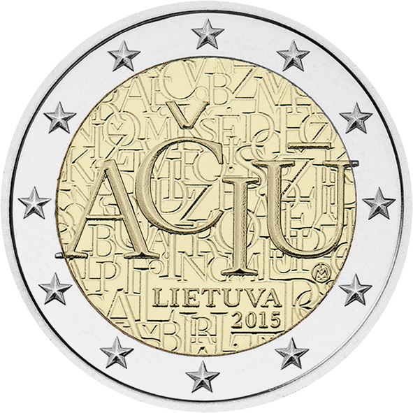 2 Евро 2015 Литва – Литовский язык AČIŪ