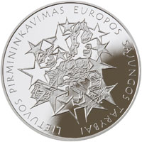 50 литов серебрeная монета 2013 Литва – председательства Литвы в Совете Европейского союза