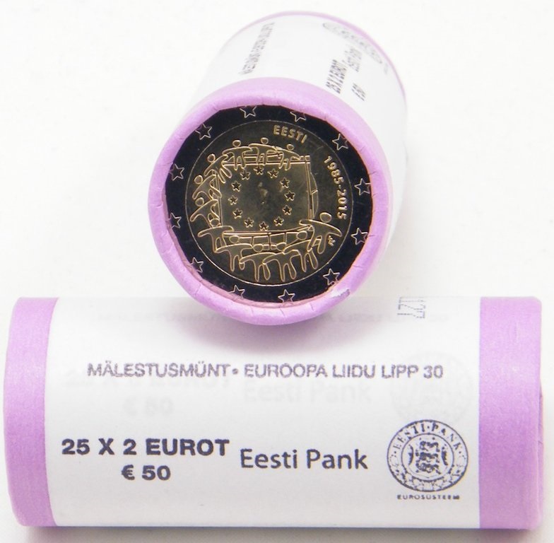 Estonia 2 euros 2015 - 30th anniversary of the EU flag roll