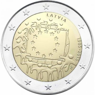 2 Евро 2015 Латвия – 30-я годовщина европейского флага