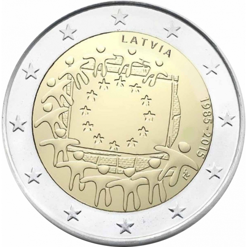 2 Евро 2015 Латвия – 30-я годовщина европейского флага