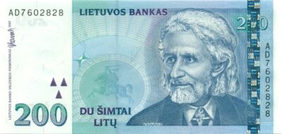 200 Litas 1997 Lithuania aUNC banknot