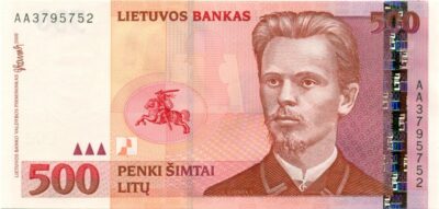 500 Litas 2000 Lithuania aUNC banknot