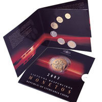 Lithuania Official Litas Blister 2003 UNC 2003 metų oficialus Lietuviškų apyvartinių monetų rinkinys