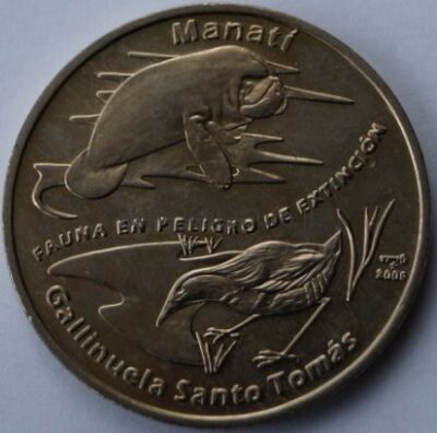 1 peso 2009 Cuba coin – Manatee and Zapata Rail