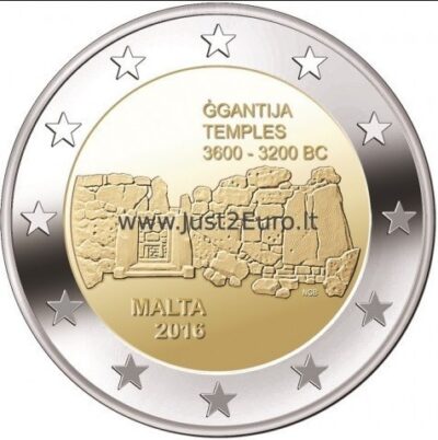 2 eurai 2016 Malta – Ggantijos šventykla