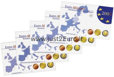 germany-official-euro-coins-proof-blisters-2003-mint-mark-a-j Германия 2003 Официальные годовые наборы (5×8 монет) Пруф