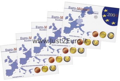 germany-official-euro-coins-proof-blisters-2004-mint-mark-a-j Германия 2004 Официальные годовые наборы (5×8 монет) Пруф