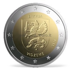 2 Евро 2016 Латвия – Видземе – монета из серии регионы Латвии.