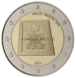 2 euros coin 2015 Malta - Proclamation of the Republic of Malta in 1974