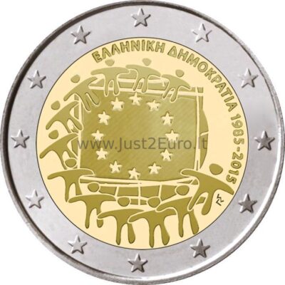 Greece 2 euros 2015 - 30th anniversary of the EU flag 2 Евро 2015 Греция – 30-я годовщина европейского флага