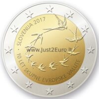 2 euros 2017 Slovenija - 10 years Euro 2 eurų moneta 2017 Slovėnija – 10 metų eurui Slovėnijoje