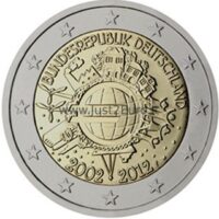 Germany 2 euros 2012 - 10 years of euro banknotes and coins 2 eurų moneta 2012 Vokietija – 10 metų euro monetoms ir banknotams