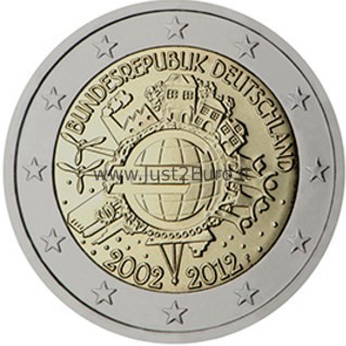 Germany 2 euros 2012 - 10 years of euro banknotes and coins 2 euros 2012 Germany – 10 years of euro banknotes and coins