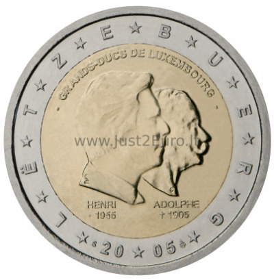 2 euros coin 2005 Luxembourg – birthday of Grand Duke Henri 2 Евро 2005 Люксембург – день рождения великого герцога Анри