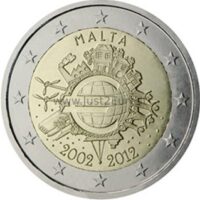 2 euros coin 2012 Malta – TEN YEARS OF THE EURO