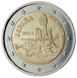 2 Евро монета 2014 Испания – Парк Гуэль