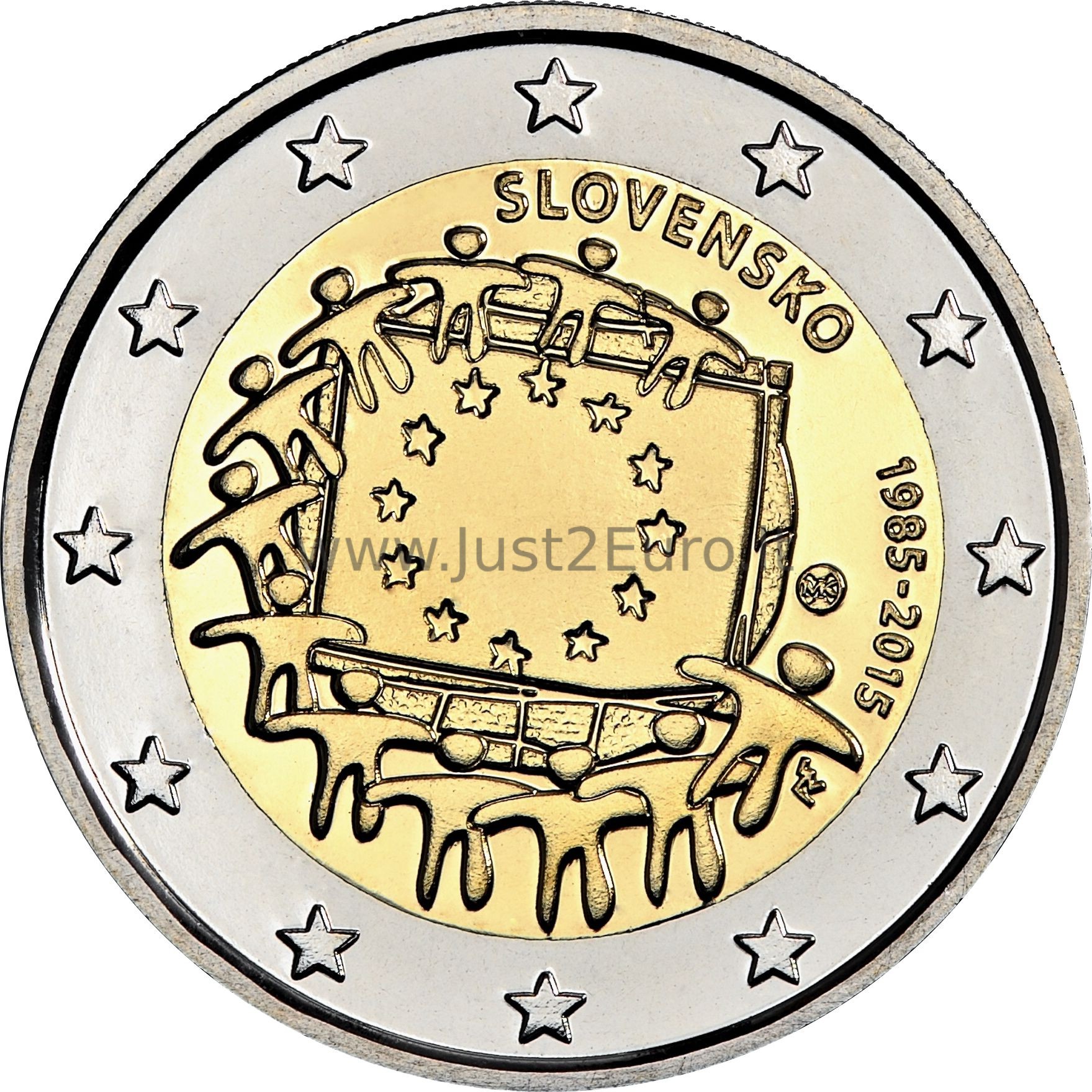 2 euros coin 2015 Slovakia - 30th anniversary of the European Union flag 2 euros coin 2015 Slovakia - 30th anniversary of the European Union flag