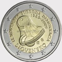 2 euros coin Slovakia  2009 - Velvet Revolution