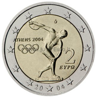 Greece 2 euros 2004 - Olympic Games in Athens 2 Евро монета 2004 Греция – Олимпийские игры в Афинах 2004