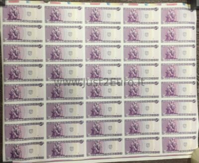 5 лит 1994 лист UNC Литва – 40 Банкнот
