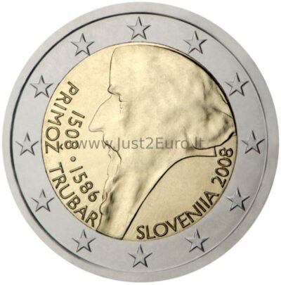 2 eurų moneta 2008 Slovėnija – Primož Trubar gimimo metinės