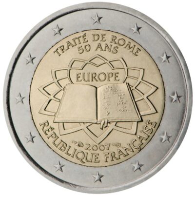 2 euro coins 2007 France – Treaty of Rome 2 Евро монета 2007 Франция – 50-летие Римского договора