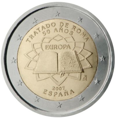 2 Евро монета 2007 Испания – 50-летие Римского договора