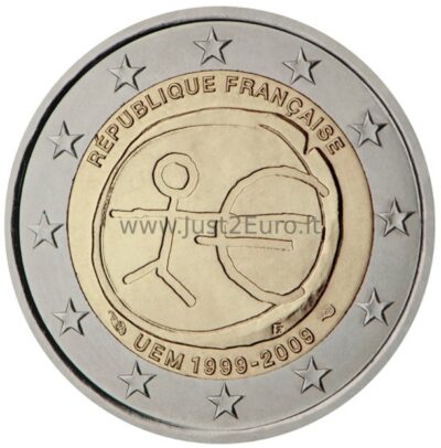 2 Евро монета 2009 Франция – EMU Экономический и валютный союз