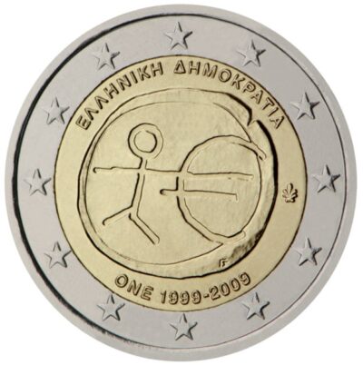 2 euro coins 2009 Greece – EMU Economic and Monetary Union 2 Евро монета 2009 Греция – EMU Экономический и валютный союз