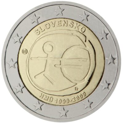 2 eurų moneta 2009 Slovakia – EMU ekonominės ir pinigų sąjungos dešimtmetis