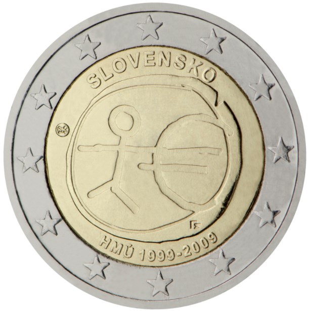 2 euro coins 2009 Slovakia – EMU Economic and Monetary Union