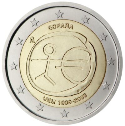 2 euro coins 2009 Spain – EMU Economic and Monetary Union 2 Евро монета 2009 Испания – EMU Экономический и валютный союз