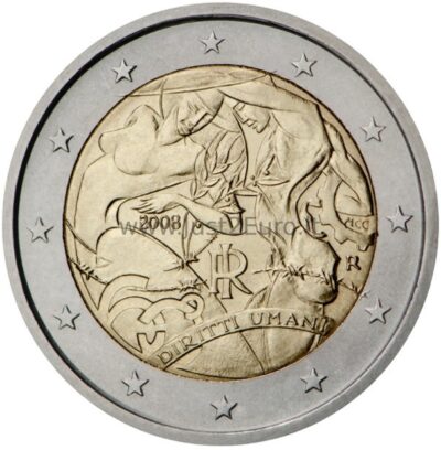 2 euros coin 2008 Italy - Universal Declaration of Human Rights 2 Евро монета 2008 Италия – Всеобщая декларация прав человека