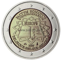 2 eurų moneta 2007 Belgija – Romos sutarties 50-osios metinės