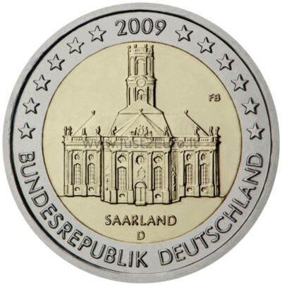 2 Евро монета 2009 Германия – Федеральная земля Саар