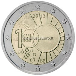 2 Евро Монета 2013 Бельгия – 100-летие со дня создания Королевского метеорологического института