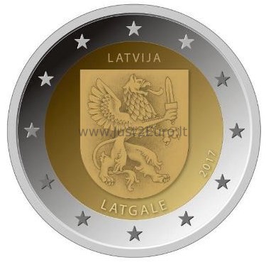 2 Евро монета 2017 Латвия - Латгале