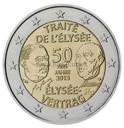 2 Евро монетa 2013 Франция – 50-летие подписания Елисейского договора