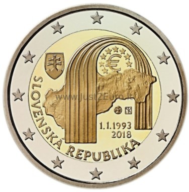 2 eurų monetų rulonas 2018 Slovakija – Slovakijos Respublikos 25-metis