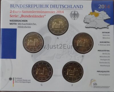 2014 Германия Официальные монеты 2 евро A-J –   Нидерсахсен