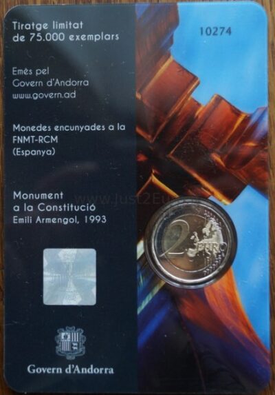 2 Евро монетa 2018 Андорра – Конституция Андорры