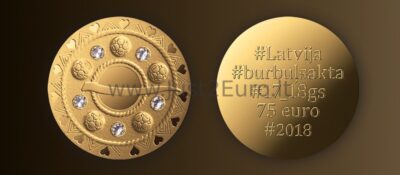75 euros gold coin 2018 Latvia - Gold Brooches. The Bubble Fibula 75 euros gold coin 2018 Latvia - Gold Brooches. The Bubble Fibula