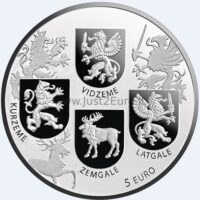 5 euros silver coin 2018 Latvia - Coats of Arms Coin
