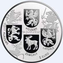 5 euros silver coin 2018 Latvia - Coats of Arms Coin