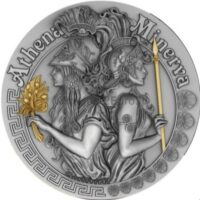 1$ 2 oz Antique Finish Silver Coin 2019 Niue - Athena and Minerva Goddesses 5$ 2 oz Antique Finish Silver Coin 2019 Niue - Athena and Minerva Goddesses