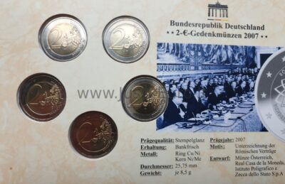 2 euro coins set 2007 Germany – Treaty of Rome A, D, J, F, G