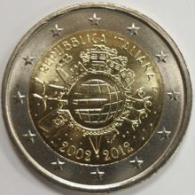 2 eurų moneta 2012 Italija – 10 metų euro monetoms ir banknotams